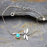 Dragonfly with Turquoise Silver Bracelet